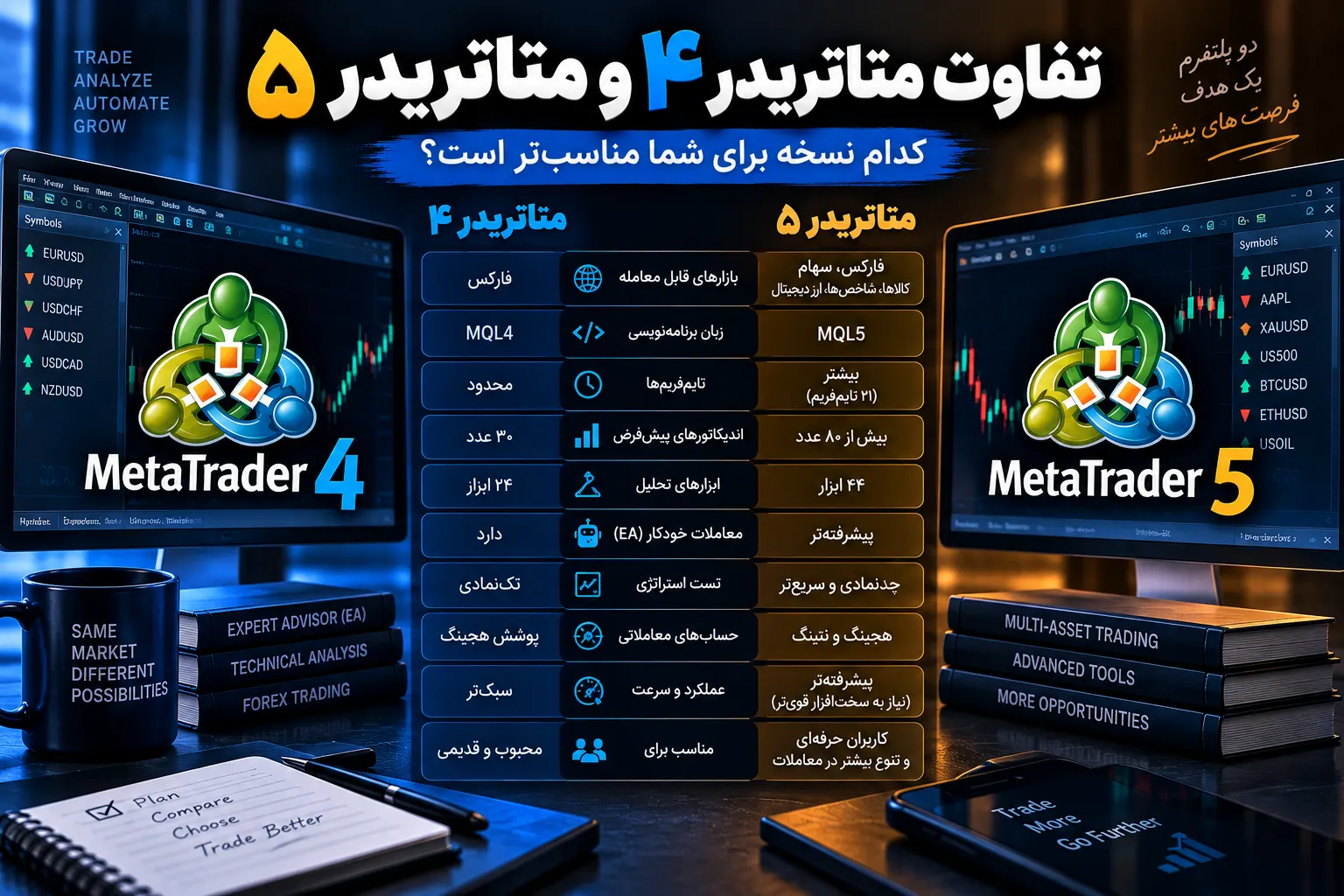 تفاوت متاتریدر 4 و متاتریدر 5