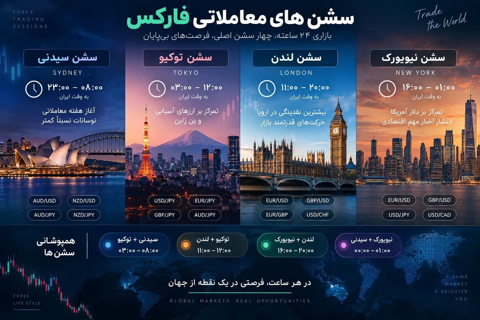 سشن های معاملاتی در فارکس