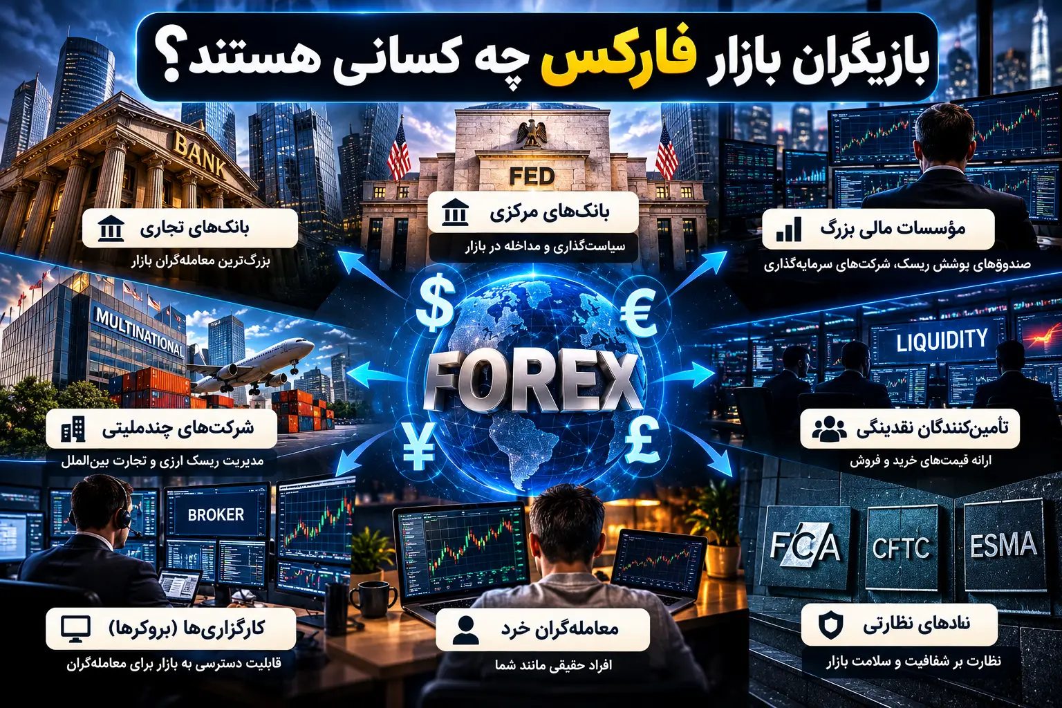 بازیگران بازار فارکس چه کسانی هستند؟ راهنمای کامل